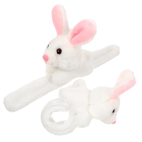 WHAMVOX 2 Stück Plüsch Hasen Slap Bracelets Kindergeburtstag Mitgebsel Flexibles Kuschelarmband für Party Goodie Bags von WHAMVOX
