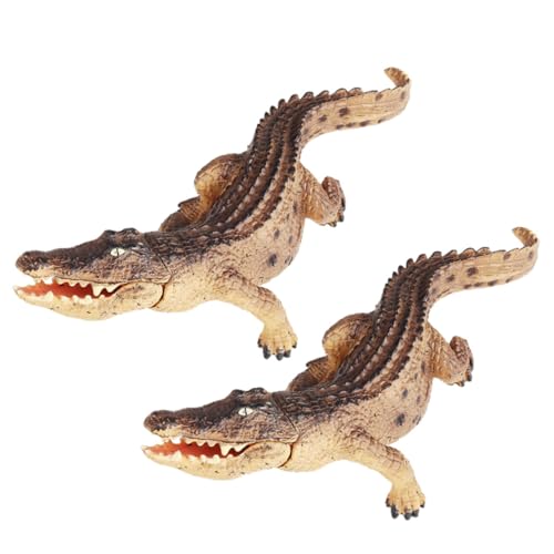 WHAMVOX 2 Stück Realistisches Krokodil Beweglicher Mund Lebensechtes Kleines Simulationsmodell für Kinderbildung Tierfigur Vorstellungskraft und Wissen von WHAMVOX