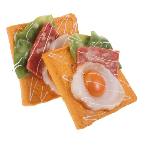 WHAMVOX 2 Stück Teiliges Deko- Realistisches Toast-Brot mit Spiegelei Langlebiges Pu-kunststoffmodell für Bäckerei- Restaurant-Dekoration Sowie Food-Fotografie und Bühnenrequisiten von WHAMVOX