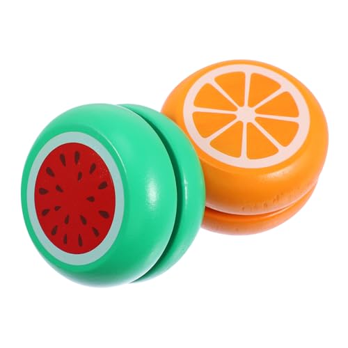 WHAMVOX 2 Stück Teiliges Holz Yo-yo für Pädagogisch Robust und Handlich Cartoon Design in Orange und Fördert Fingerfertigkeit und Spielerisches Lernen von WHAMVOX