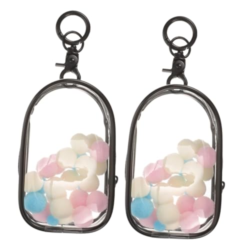 WHAMVOX 2 Stück Transparente Mini Figuren Display Tasche mit Schlüsselanhänger und Bommel Tragbare Aufbewahrungstasche für Puppen und Sammelfiguren Staubgeschützt und für Kinderwagen und von WHAMVOX