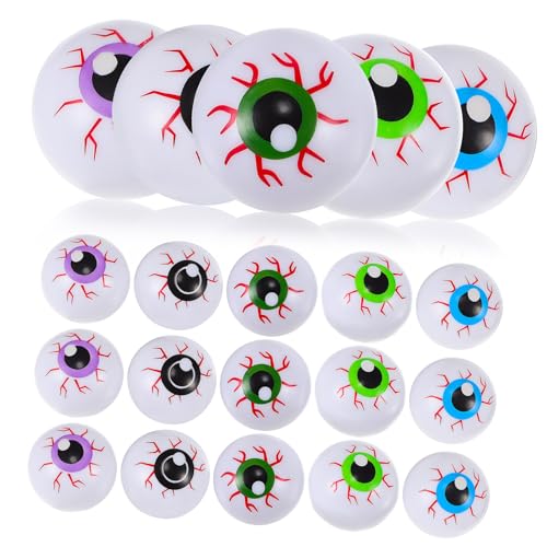 WHAMVOX 20 Stück Teiliges Halloween Augapfel Bunte Federnde Fake Eyeballs aus Langlebigem PP Kunststoff Realistisch Geformt Gruselige Party Deko für Halloween Veranstaltung und Geschenke von WHAMVOX