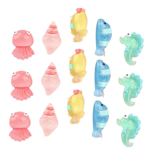 WHAMVOX 20 Stück Teiliges Leuchtende Harz meerestiere Realistische Meeresfiguren Cartoon Design Dekorative Aquarium Gartendekoration Langlebige Resin mikro landschaftsornamente von WHAMVOX