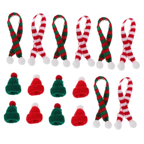 WHAMVOX 20 Stück Teiliges Mini Weihnachtsmützen und Schal Set aus Vielseitige Weihnachtsbaum Tischdekoration für DIY Bastelprojekte Puppenhaus Weinflaschen und Festliche Anlässe von WHAMVOX