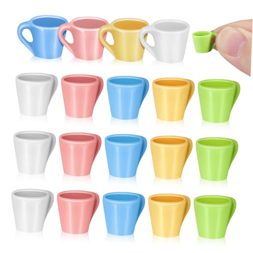 WHAMVOX 20 Stück Teiliges Miniatur-Resin-wasserglas- Realistische Miniaturen für Puppenhaus Farbige Mini Becher Detailgetreu Gestaltete Mini Trinkgefäße für Puppen und Dekoration von WHAMVOX