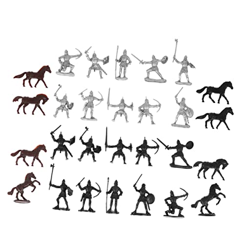 WHAMVOX 28Stücke Teiliges Kavalleristen Modellspielzeugset aus Kunststoff Soldaten Pferde und Reiterfiguren für Interaktives Kreativität und Fantasie von WHAMVOX