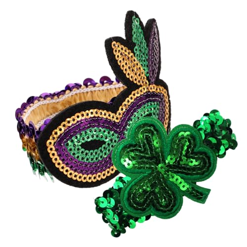 WHAMVOX 2St Karnevalsarmband St. Patrick Day-Armbänder Kleeblatt-Armbänder Maske herren armband grünes Kleeblatt-Armband Irische Party-Armbänder Handgelenk schmücken Kleidung Yingschi Mann von WHAMVOX