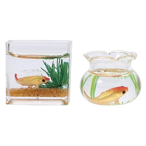 WHAMVOX 2Stücke Fischtank für Puppenhaus Realistische Aquarien Dekoration Runder und Quadratischer Glasbehälter Zufällige Fischfarben Accessoire für Mini Häuser WHAMVOX 2Stücke Fischtank für Puppenhaus Realistische Aquarien Dekoration Runder und Quadratischer Glasbehälter Zufällige Fischfarben Accessoire für Mini Häuser von WHAMVOX