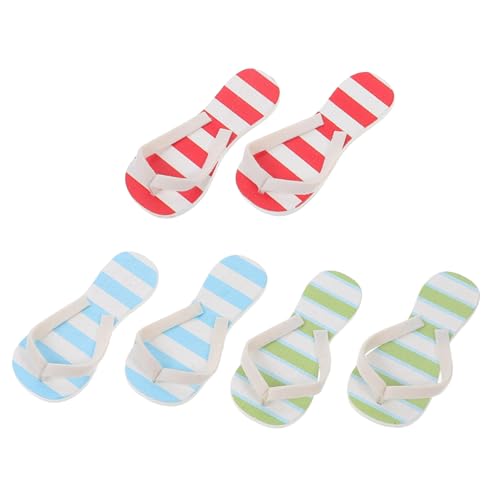 WHAMVOX 3 Paare Miniatur Hausschuhe Mini Slipper Deko Mikro Landschaftsmodell DIY Puppenhaus Zubehör für Realistische Miniatur szenen und Strand deko in Blau weiß Rot weiß Grün von WHAMVOX
