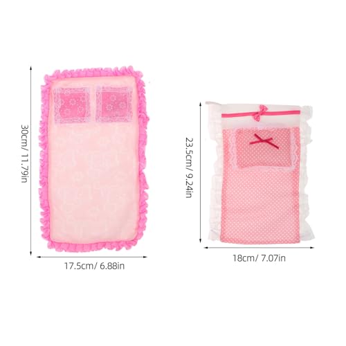 WHAMVOX 3 Sätze Maßstab Realistische Schlafzimmer Accessoires mit Bettlaken Kissen Girly Mini Schlafzimmer Zubehör von WHAMVOX