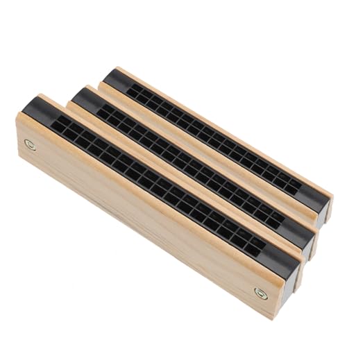 WHAMVOX 3 Stück Mundharmonikas Lerninstrument Musikspielzeug für Anfänger Holzoptik Spielerisch Musikalische Fähigkeiten Fördern von WHAMVOX