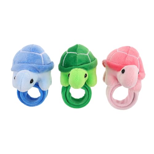 WHAMVOX 3 Stück Schildkrötenarmband Plüsch-schildkröten-armband Stofftieres Armband Klassenzimmer-strumpffüller Tierische Partygeschenke Ohrfeigenarmbänder Stofftier Kurzer Plüsch von WHAMVOX