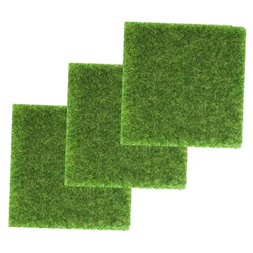 WHAMVOX 3 Stück Teiliges DIY Kunstrasen Realistische Grasmatte für Sandtisch Miniatur Landschaft Deko Basteln Puppenhaus Moos Teppich von WHAMVOX