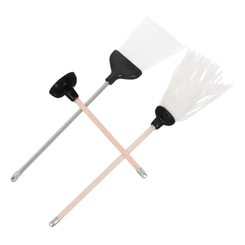WHAMVOX 3 Stück Teiliges Miniatur Badezimmerset mit Mop Besen und Toilettenreinigungswerkzeugen Robuste Detailreiche Puppenhaus Zubehör für Rollenspiel und Dekoration von WHAMVOX