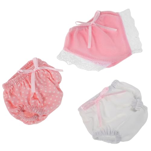 WHAMVOX 3 Stück Teiliges Set Puppenunterwäsche Puppen Windeln Wiederverwendbar Weiche Unterhosen Puppenzubehör für Realistische Rollenspiele Weiß Rosa mit Punkten und Spitzen von WHAMVOX