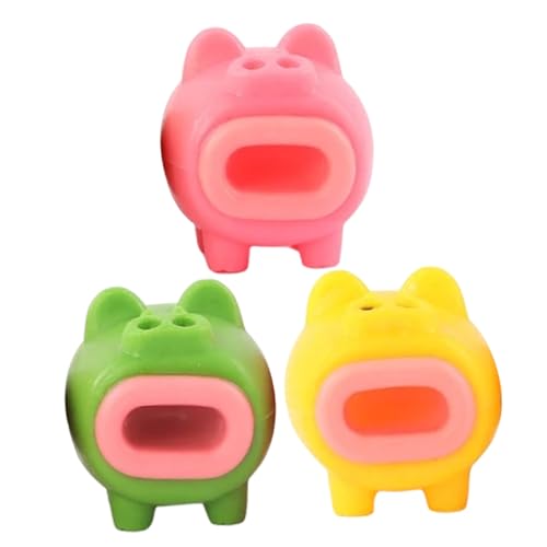 WHAMVOX 3 Stück Teiliges Stressspielzeug Schwein aus Vinyl Antistress Quetschspielzeug für Erwachsene Elastisches Dekompressionsspielzeug Bunte Comic Tier Squeeze Toys als Zufällige Farbe von WHAMVOX