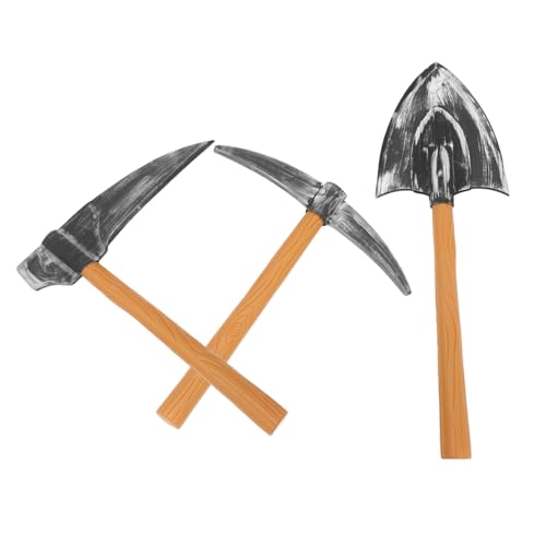 WHAMVOX 3 Stück Teiliges Zwerg Requisiten Set Realistische Spitzhacke Handsense und Schaufel Dekorative Party Bühnenrequisiten für Karneval Halloween und Rollenspiele Gnom Kostüm Zubehör von WHAMVOX