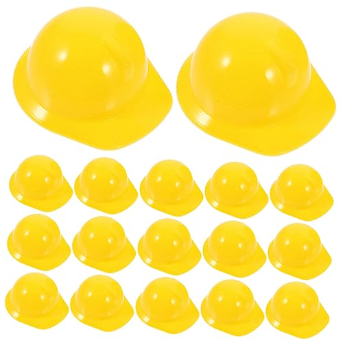 WHAMVOX 30 Stück Teiliges Mini Bauhelme aus Kunststoff Dekorative Sicherheitshelme in Gelb Miniaturhelm für Puppen Haustiere und Partydekoration als Bastelzubehör und Kostümaccessoire von WHAMVOX
