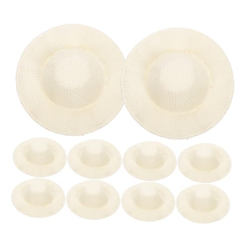WHAMVOX 30 Stück Teiliges Mini Stoffhut Hautfreundlich Langlebig Glatte Kanten DIY Bastelzubehör für Puppenhäuser Schmuck und Raumdekoration Beige Miniatur Hüte für Kreative Handarbeiten von WHAMVOX