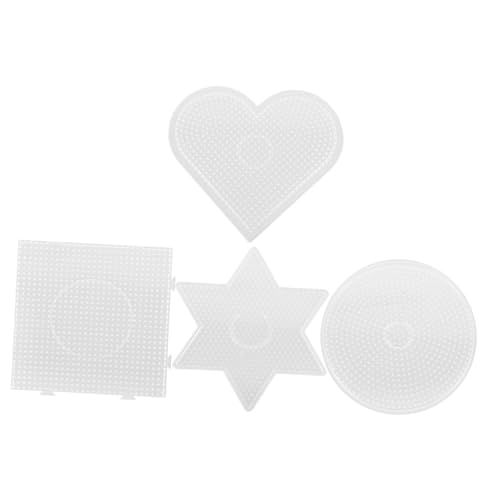 WHAMVOX 4 Stück Geometrische Schablonen Puzzles Bohnen Puzzlebrett Schablonen Puzzle Bohnen Schablonen Bügelperlen Vorlage Bohnen Puzzle Vorlage Steckbrett Kunststoff Transparent von WHAMVOX