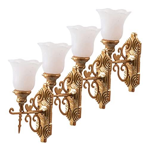 WHAMVOX 4 Stück Mikrolandschaft Ornament Licht Winzige Wandlampe Modell Puppenhaus Mini Wandleuchte Mini Leuchtende Wandlampe Sandtisch Layout Sandtisch Baumaterialien Puppenhaus von WHAMVOX