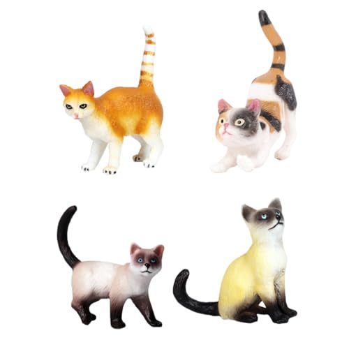 WHAMVOX 4 Stück Teiliges Katzenmodell Realistische Tierfiguren aus Kunststoff Langlebig und Waschbar als Dekoration Sammlerstücke Fotorequisiten und Biologieunterricht von WHAMVOX