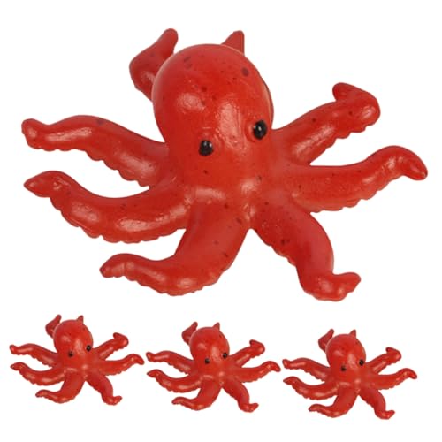 WHAMVOX 4 Stück Teiliges Miniatur Octopus Figuren PVC Realistische Tischdekoration Meeresmotiv Desktop Dekorationsobjekt für Zuhause und Garten von WHAMVOX