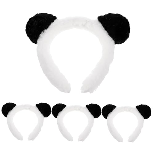 WHAMVOX 4 Stück Teiliges Panda Ohren Haarband Weiches Bequemes Kostüm-accessoire für Karneval Halloween Themenpartys Kompatibel für Cosplay und Kostüm-events Leichte Verwandlung in Panda von WHAMVOX