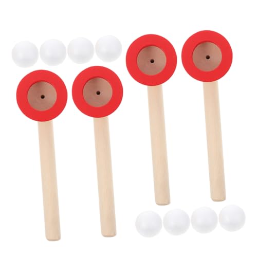 WHAMVOX 4 Stück Teiliges Schwebender Ballspielzeug aus Holz Balanciert und Pusten Pädagogisches Blasballspiel für Partygeschenk Kognitiven Entwicklung und Motorischen Fähigkeiten von WHAMVOX
