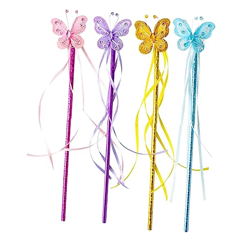 WHAMVOX 4 Stück Zauberstab Fairy Wand für hühner Schmetterlingsmädchen Zauberstäbe Requisite Schmetterlinge Feenstäbe Lebendiger Schmetterlings-Feenstab PVC WHAMVOX 4 Stück Zauberstab Fairy Wand für hühner Schmetterlingsmädchen Zauberstäbe Requisite Schmetterlinge Feenstäbe Lebendiger Schmetterlings-Feenstab PVC von WHAMVOX