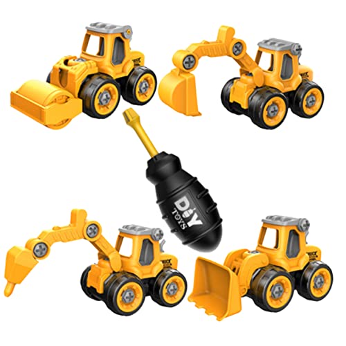 WHAMVOX 4 Teiliges DIY Baustellenfahrzeug Spielzeugset Für Bagger LKW Und Betonmischer Im Praktischen Gelben Handkoffer Mit Schraubendreher Konstruktionsfahrzeuge Für Jungen Und WHAMVOX 4 Teiliges DIY Baustellenfahrzeug Spielzeugset Für Bagger LKW Und Betonmischer Im Praktischen Gelben Handkoffer Mit Schraubendreher Konstruktionsfahrzeuge Für Jungen Und von WHAMVOX