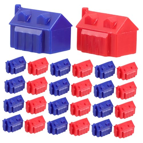WHAMVOX 40 Stück Teiliges Brettspiel ersatzteil Robustem Kunststoff mit Blauen und Roten Miniatur häusern Lustige Spielfiguren für Familien Klassentreffen Fördert Gemeinsames und von WHAMVOX