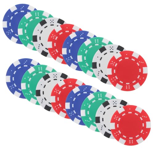 WHAMVOX 40 Stück Teiliges Kunststoff Spielsteine Kleine Runde Chips in Rot Blau Grün Weiß für Poker Spielzubehör Party Brettspiele Gaming Token von WHAMVOX