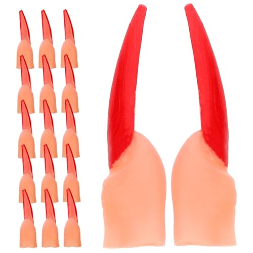 WHAMVOX 40 Stück Teiliges Realistische Halloween-fingerspielzeuge mit Langen Roten Nägeln Gruselige Fake Finger Nails als Lesepointer für Cosplay und Party-Trick-Requisiten Vielseitige von WHAMVOX