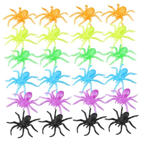 WHAMVOX 48 Stück Elastische Spinnen aus Sicherem TPR Material Bunte Halloween Deko und Gruselige Streiche als Party Goodies Klassenzimmerpreise für Scherzartikel von WHAMVOX