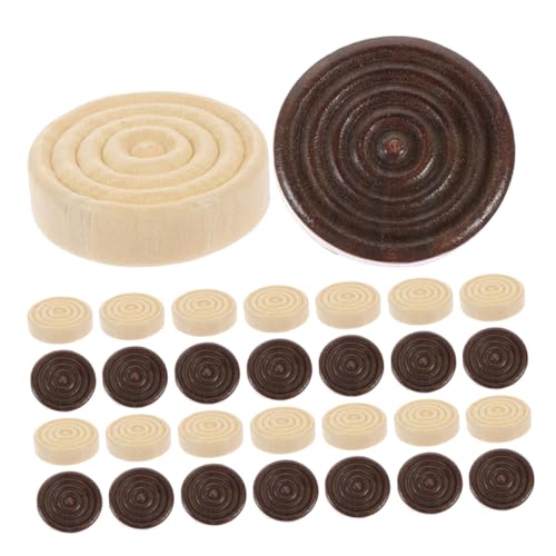 WHAMVOX 48 Stück Holzspielsteine für Brettspiele Runde Holz-Dame Schachfiguren Sichere Langlebige und Portable Spielsteine für Familien Reisen und Freizeitspaß von WHAMVOX