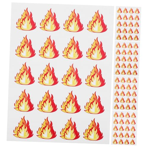 WHAMVOX 5 Bögen Flammenaufkleber Vintage Stempel Feuerfarbe Aufkleber Jubel Aufkleber Flammen Dekorationen Feuergesichts Aufkleber Fröhlichkeits Aufkleber Wasserflaschen Aufkleber von WHAMVOX