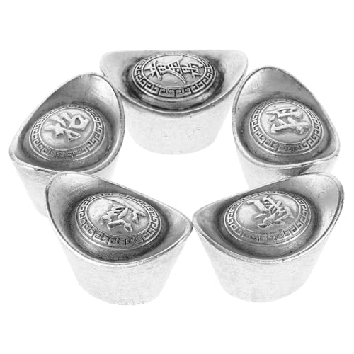 WHAMVOX 5 Stück Mini-chinesisches Yuan Bao-Modell, Vintage-metallbarren-Figur, Feng-Shui-Ornamente, Reichtum, Glück, Sammlerstücke Für Die Neujahrsparty von WHAMVOX