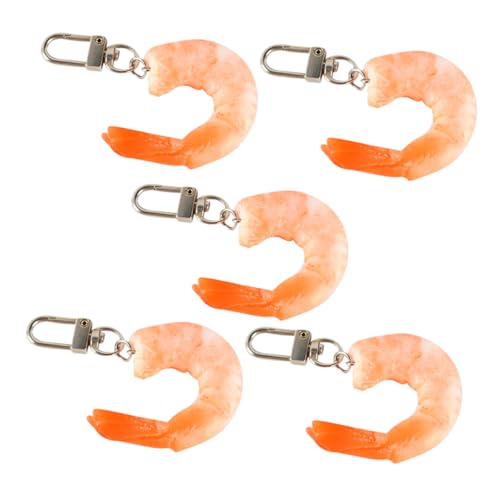 WHAMVOX 5 Stück Realistische Garnelen Schlüsselanhänger PVC Langlebig Dekorativer Garnelenform Taschenanhänger Partygeschenk für Freunde Familie von WHAMVOX