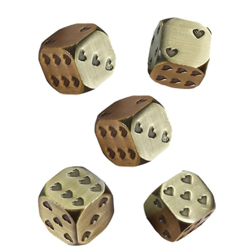 WHAMVOX 5 Stück Teiliges Metall würfel mit Herzmuster Abgerundete Ecken Wiederverwendbare Spielwürfel für Partyspiele Tischspiele Brettspiel Zubehör Langlebig und Tragbar von WHAMVOX