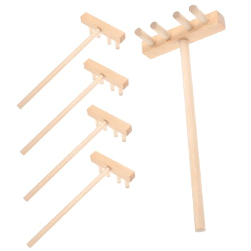 WHAMVOX 5 Stück Teiliges Mini Zen Garten Holz Rechen Sand Tablett Zubehör Kreatives Meditationsspielzeug für Schreibtisch und Sandkasten Dekoration von WHAMVOX