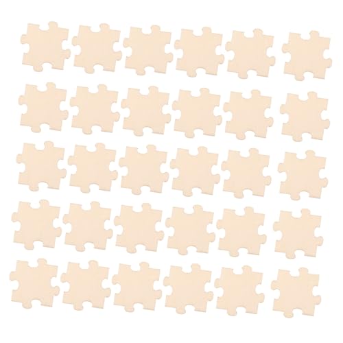 WHAMVOX 50 Stück Teiliges Holzpuzzle Blanko Puzzle Teile zum Selbstgestalten DIY Bastelholzklötze für Holz Bastelset zur Feinmotorik und Kreativität von WHAMVOX