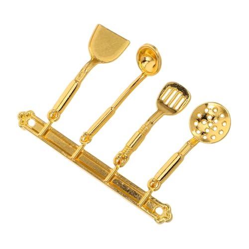 WHAMVOX 5pcs Dollhouse Mini Küche Utensilien Set, 1:12 Miniaturkochgeschirr Mini Spatel Löffel Mini Utensilien Puppenhausmöbel Dekoration von WHAMVOX