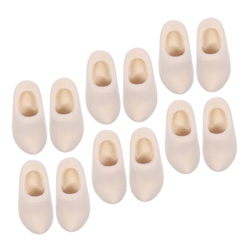 WHAMVOX 6 Paare Mini Holzschuhe Unbemalte Holz-puppenschuhe Niederländische Clogs DIY Basteln Puppenhaus Dekorationen Holzschuhe Puppenhaus Zubehör von WHAMVOX
