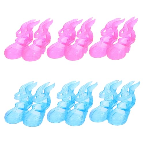 WHAMVOX 6 Paare Zunge Puppe Babypuppenschuhe Puppenkostümzubehör Kleine Puppenschuhe Miniatur-Schuhe Puppenstiefel Mini-spielzeughaus-Ornamente Mini-hausschmuck Mini-Schuhe Plastik von WHAMVOX
