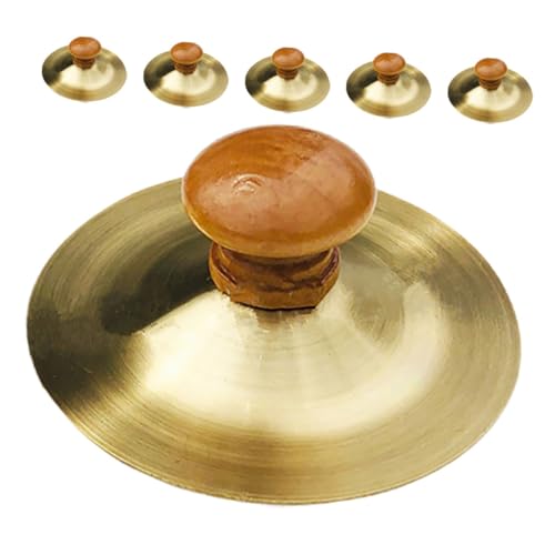 WHAMVOX 6 Stück Fingerzimbeln Holzgriff Mini Becken für Bauchtanz Musikunterricht Percussion Instrumente für Rhythmische und Frühe Bildung von WHAMVOX
