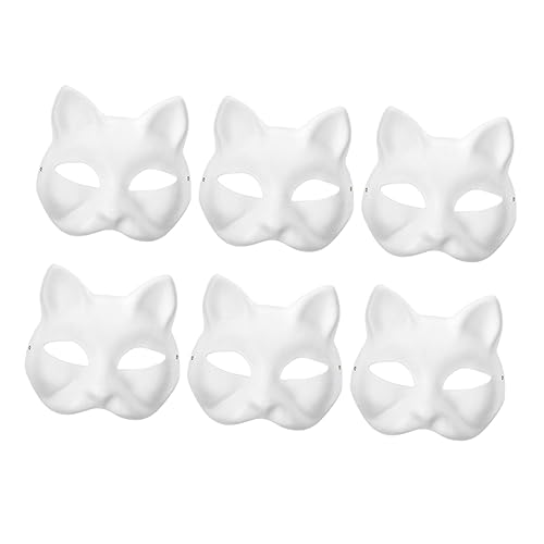 WHAMVOX 6 Stück Leere Katzenmasken Aus Unbemalte Cosplay Masken Für Kinder Und Erwachsene Ideal Für Kunstprojekte Maskerade Und Halloween Dekoration von WHAMVOX