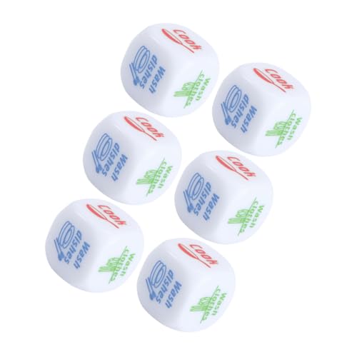 WHAMVOX 6 Stück Teiliges Acryl würfel Erwachsene Lustige Hausarbeits dice für Interaktives Gesellschaftsspiel Geschenkidee für Freunde von WHAMVOX