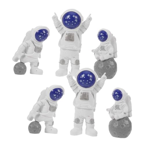 WHAMVOX 6 Stück Teiliges Astronauten Tortendeko aus Hochwertigem Resin Detailreiche Mini Weltraum Figuren in Blau Wiederverwendbar und Leicht zu Reinigen Weltraum Deko für Kindergeburtstag von WHAMVOX