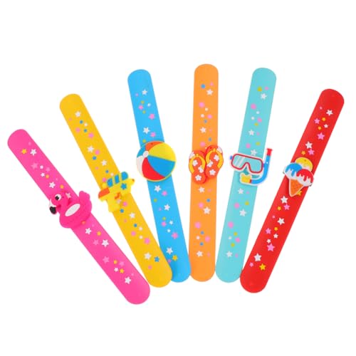 WHAMVOX 6 Stück Teiliges Hawaii Schnapparmband aus Langlebigem Bunte Muster Party Slap Armbänder Leichte Kinderarmbänder als Partygeschenk und Lustiges Schmuck Accessoire für Mädchen von WHAMVOX